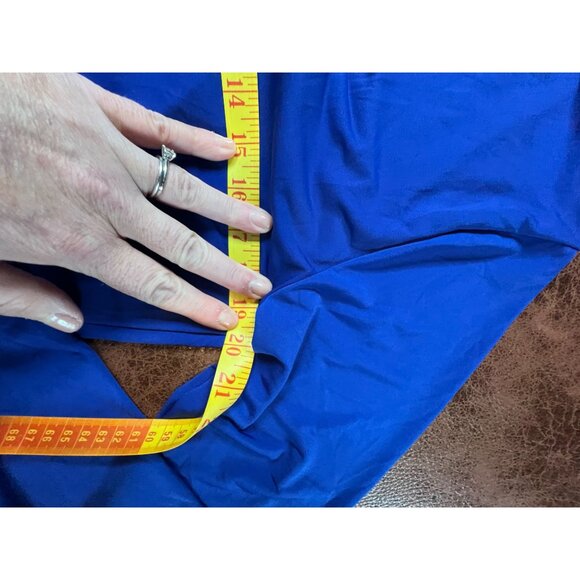 Just Polly Womens Royal Blue Ruched Long Sleeve Top 2X Polyester/Spandex Y2K - Picture 5 of 6